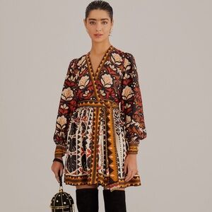 FARMRIO Multicolor Tapestry Garden V
Neck Mini Dress